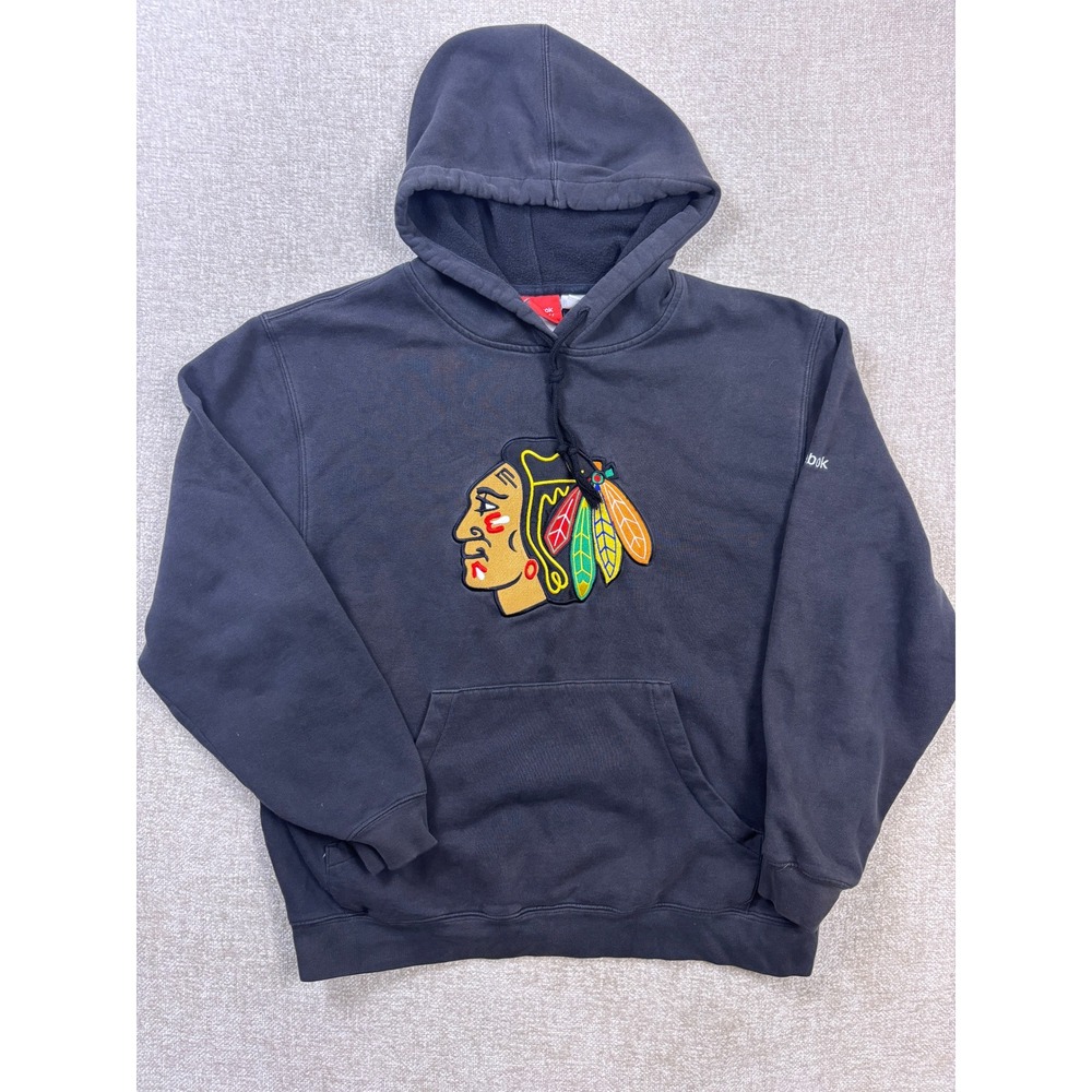 Reebok Chicago Blackhawks NHL Face Off Collection Hoodie Black Small